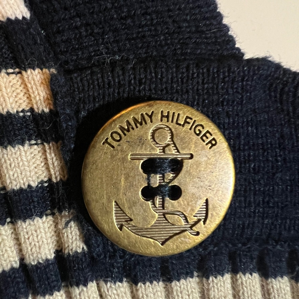 Tommy Hilfiger Sailor Sweater, Striped Square Neck Ribbed Knit, Women's Medium - Picture 8 of 13